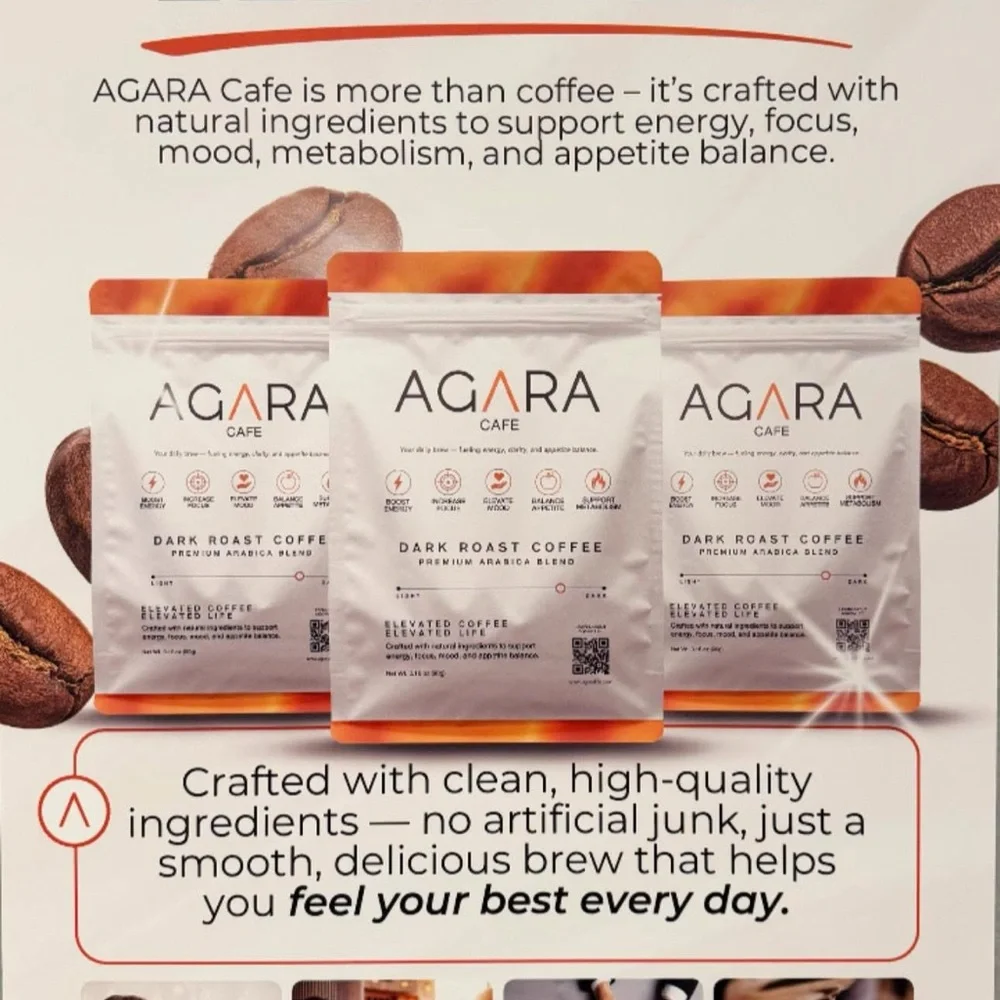 AGARA Cafe Dark Roast Coffee - White & Orange Premium Arabica